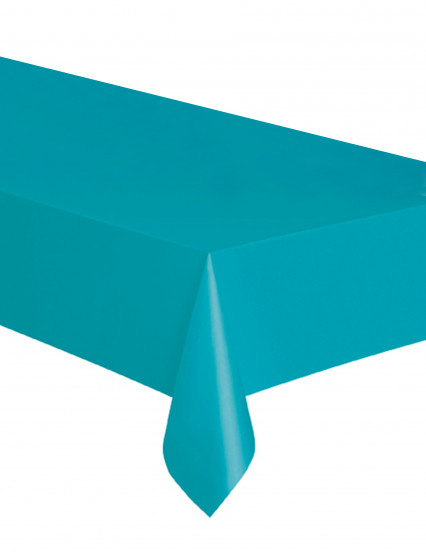Rechthoekig plastic tafelkleed Caribisch blauw 137 x 274 cm Rechthoekig plastic tafelkleed Caribisch blauw 137 x 274 cm