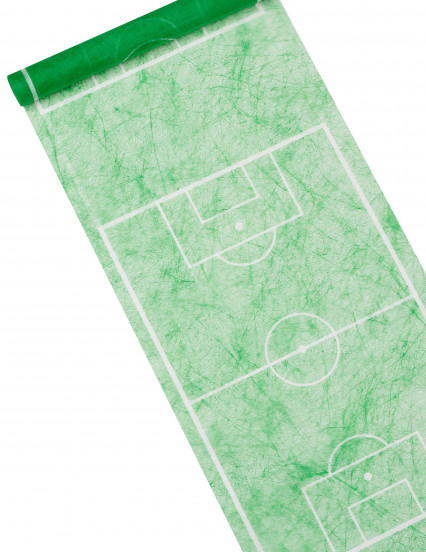 Groene tafelloper met voetbalveldmotief 30 cm x 5 m Groene tafelloper met voetbalveldmotief 30 cm x 5 m
