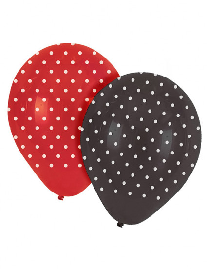 6 Rode en zwarte lieveheersbeestje latex ballonnen met witte stippen 30 cm 6 Rode en zwarte lieveheersbeestje latex ballonnen met witte stippen 30 cm