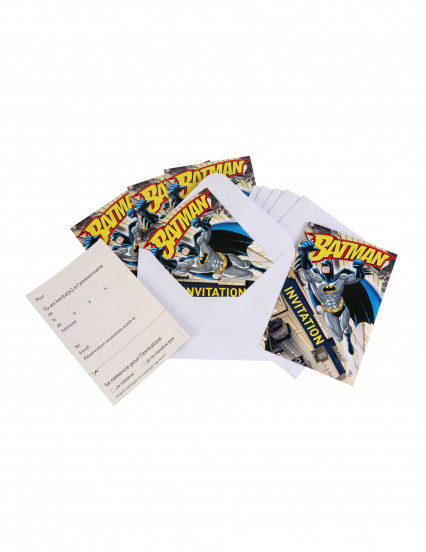6 uitnodigingskaarten met Batman™ enveloppen 10 x 16 cm 6 uitnodigingskaarten met Batman™ enveloppen 10 x 16 cm