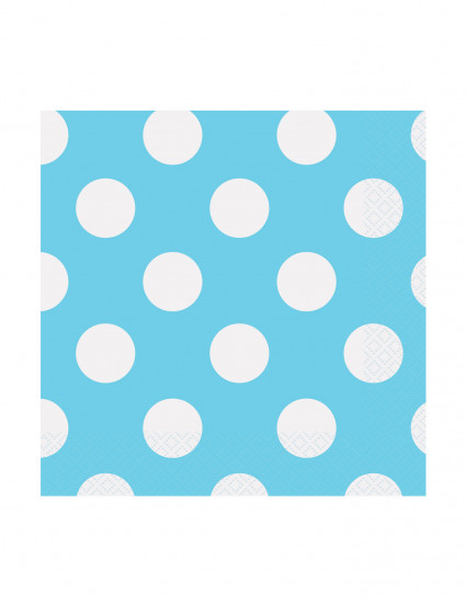 16 Kleine blauwe papieren servetten met stippen 25 x 25 cm 16 Kleine blauwe papieren servetten met stippen 25 x 25 cm