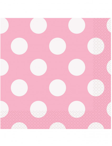 16 Lichtroze papieren servetten met witte stippen 33 x 33 cm 16 Lichtroze papieren servetten met witte stippen 33 x 33 cm