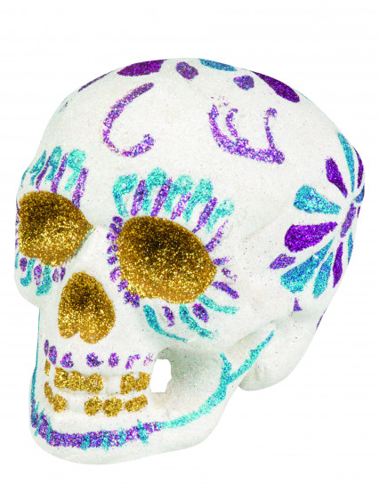 Decoratie glinsterend doodshoofd 16 X 14 cm Dia de los muertos Decoratie glinsterend doodshoofd 16 X 14 cm Dia de los muertos
