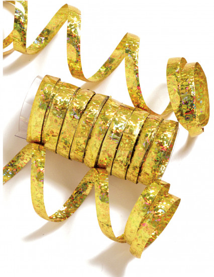 Rol van 10 goudkleurige metallic serpentines 1;9 m Rol van 10 goudkleurige metallic serpentines 1;9 m