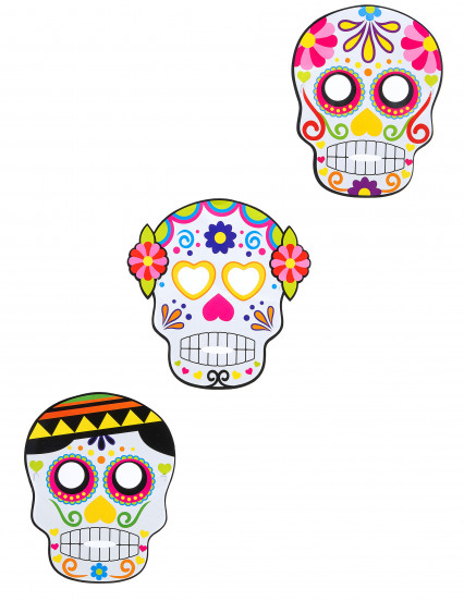 3 kartonnen maskers Dia de los muertos volwassene Halloween 3 kartonnen maskers Dia de los muertos volwassene Halloween