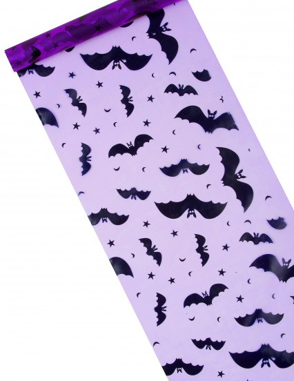Tafelloper organza paars vleermuis Halloween 29 cm x 5 m Tafelloper organza paars vleermuis Halloween 29 cm x 5 m
