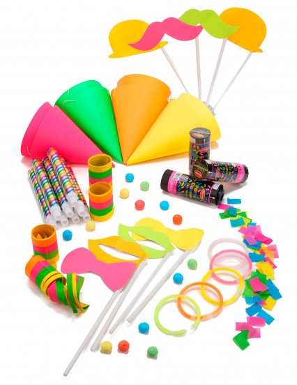 Neon feestbedankje voor 8 personen Neon feestbedankje voor 8 personen