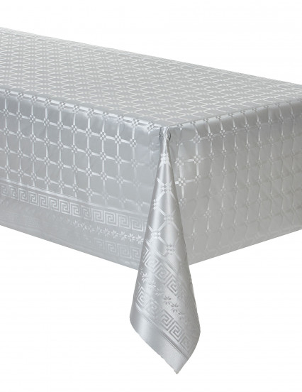 Zilverkleurig tafelkleed damastpapier op rol 6 meter Zilverkleurig tafelkleed damastpapier op rol 6 meter