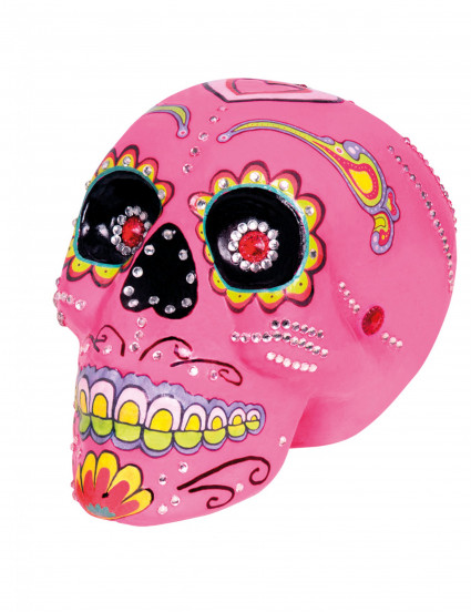 Decoratie doodshoofd roze 20 X 14 cm Dia de los muertos Decoratie doodshoofd roze 20 X 14 cm Dia de los muertos