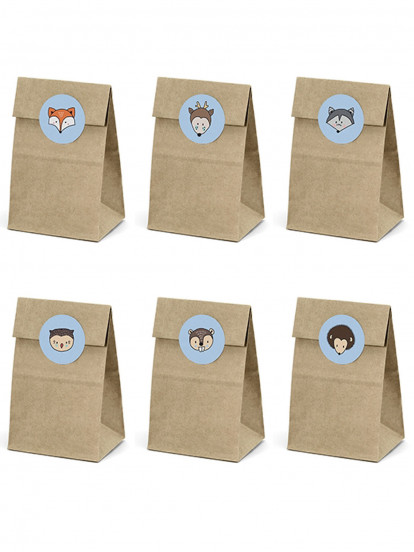 6 Kraftpapier zakjes + stickers bos 7;5 x 18;5 cm 6 Kraftpapier zakjes + stickers bos 7;5 x 18;5 cm
