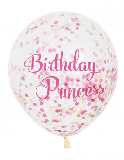 Latex ballon Happy Birthday met roze en goudkleurige confetti Latex ballon Happy Birthday met roze en goudkleurige confetti