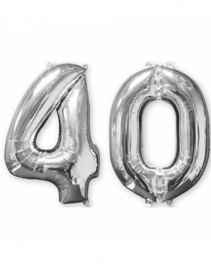 2 Zilverkleurige aluminium ballonnen 40 jaar 66 cm 2 Zilverkleurige aluminium ballonnen 40 jaar 66 cm