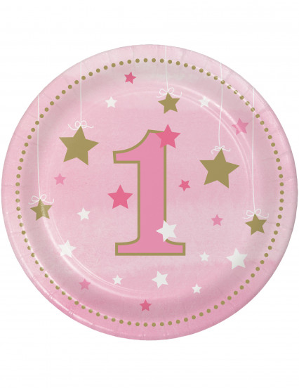 8 Keine kartonnen borden One Little Star eerste verjaardag roze 18 cm 8 Keine kartonnen borden One Little Star eerste verjaardag roze 18 cm