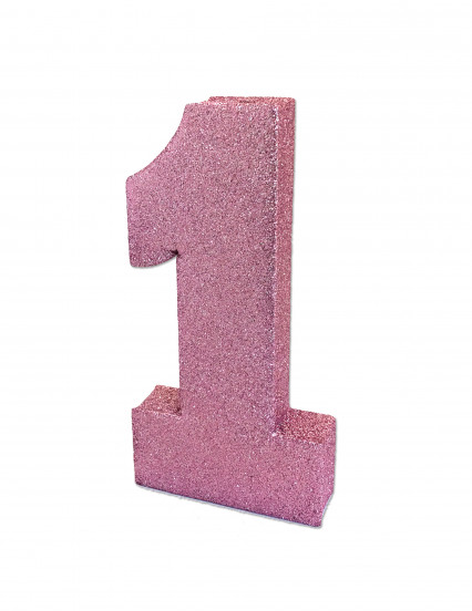 Tafeldecoratie 1 jaar roze glitter 20 x 10 x 3 cm Tafeldecoratie 1 jaar roze glitter 20 x 10 x 3 cm