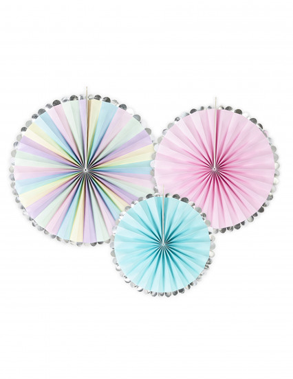 3 Decoratieve rozetten eenhoorneffect 30; 25 en 21 cm 3 Decoratieve rozetten eenhoorneffect 30; 25 en 21 cm