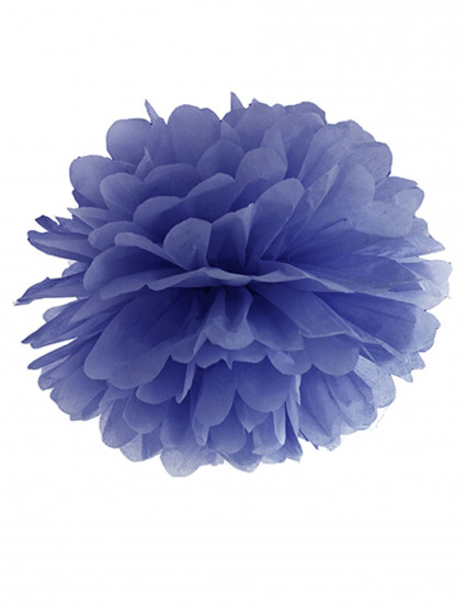 Marineblauwe papieren pompon om op te hangen 25 cm Marineblauwe papieren pompon om op te hangen 25 cm