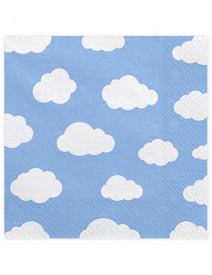 20 Blauwe papieren servetten Kleine witte wolken 33 x 33 cm 20 Blauwe papieren servetten Kleine witte wolken 33 x 33 cm