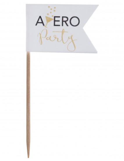 10 Prikkers Aperitief Party wit en goud 3;5 x 8 cm 10 Prikkers Aperitief Party wit en goud 3;5 x 8 cm