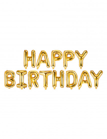 Aluminium ballonnen Happy Birthday goudkleurige letters 76 cm Aluminium ballonnen Happy Birthday goudkleurige letters 76 cm