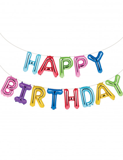 Slinger aluminium ballonnen Happy Birthday meerkleurig 41 cm Slinger aluminium ballonnen Happy Birthday meerkleurig 41 cm