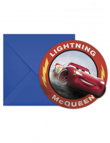 6 uitnodigingskaarten met Cars 3™ enveloppen 6 uitnodigingskaarten met Cars 3™ enveloppen
