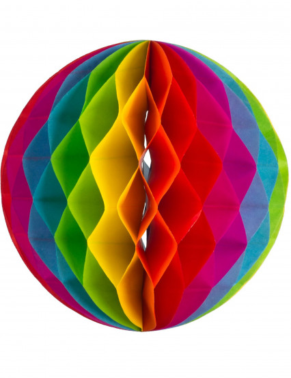 3 Ballen honingraatpapier regenboog 15; 20 en 25 cm 3 Ballen honingraatpapier regenboog 15; 20 en 25 cm