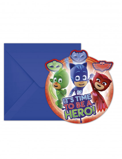 6 Uitnodigingskaarten en enveloppen PJ Masks™ 14 x 9 cm 6 Uitnodigingskaarten en enveloppen PJ Masks™ 14 x 9 cm