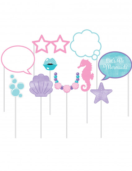 Fotobooth set Zeemeermin regenboogkleurig 10 accessoires 25;4 cm Fotobooth set Zeemeermin regenboogkleurig 10 accessoires 25;4 cm