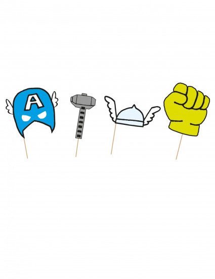 6 Avengers™ pop comic premium photobooth kartonnen rekwisieten willekeurig 6 Avengers™ pop comic premium photobooth kartonnen rekwisieten willekeurig