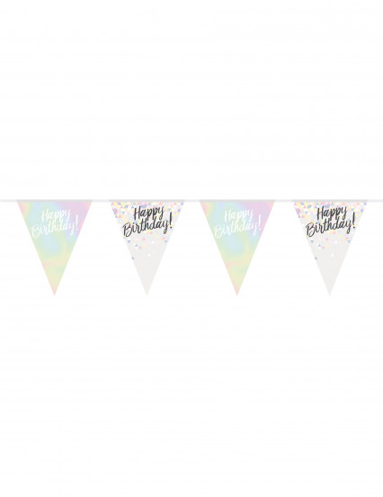 Plastic vlaggenslinger Happy Birthday regenboogkleurig 4 m Plastic vlaggenslinger Happy Birthday regenboogkleurig 4 m