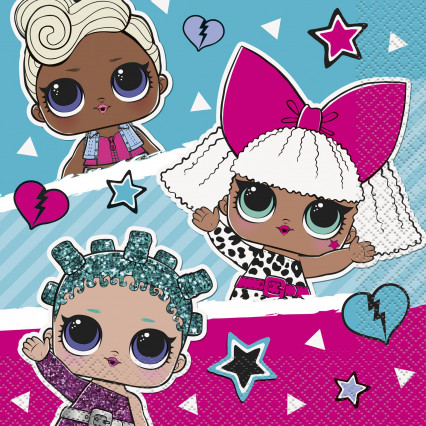 16 Kleine papieren servetten LOL Surprise™ 25 x 25 cm 16 Kleine papieren servetten LOL Surprise™ 25 x 25 cm