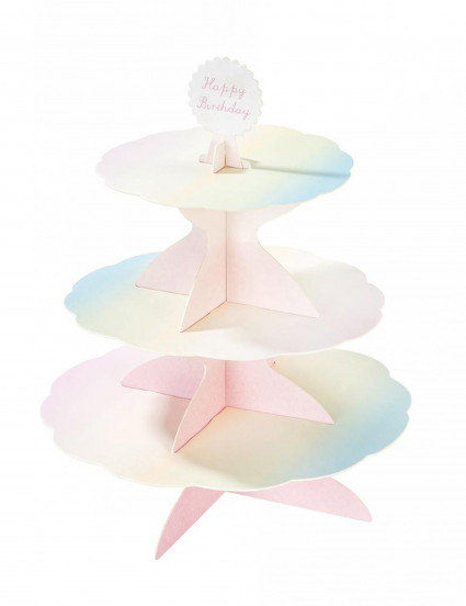 Kartonnen cupcakehouder omkeerbaar roze 3 etages Kartonnen cupcakehouder omkeerbaar roze 3 etages