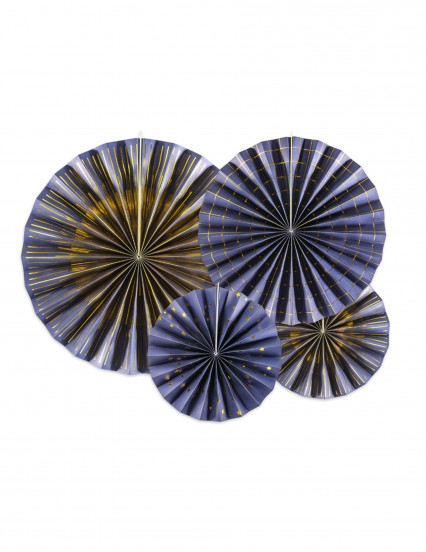 4 decoratieve papieren rozetten marineblauw en goud 23; 32; 40 cm 4 decoratieve papieren rozetten marineblauw en goud 23; 32; 40 cm