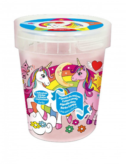 Potje met suikerspin Eenhoorn 30 gr Potje met suikerspin Eenhoorn 30 gr