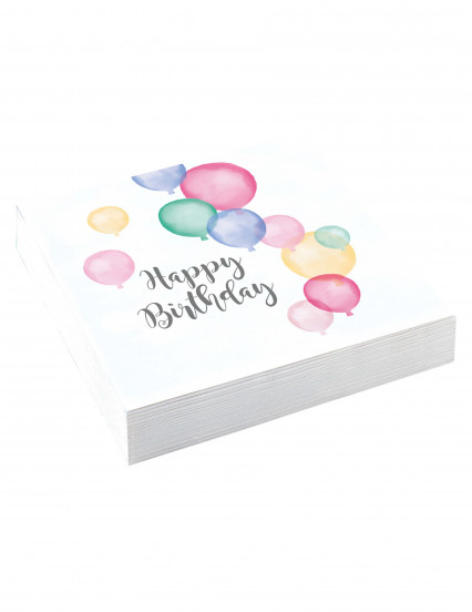 20 papieren servetten Happy Birthday ballonnen pastel 33 x 33 cm 20 papieren servetten Happy Birthday ballonnen pastel 33 x 33 cm