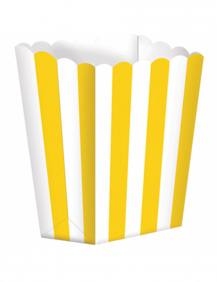 5 Geel en wit gestreepte popcorndoosjes 9;5 x 13;5 cm 5 Geel en wit gestreepte popcorndoosjes 9;5 x 13;5 cm