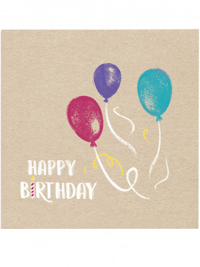 20 Papieren Servetten Happy Birthday kraft en blauw 33 x 33 cm 20 Papieren Servetten Happy Birthday kraft en blauw 33 x 33 cm