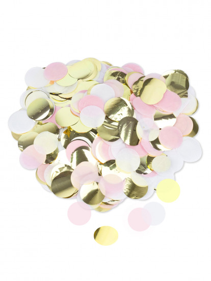 Papieren confetti roze; wit en goudkleurig 3 cm - 36 g Papieren confetti roze; wit en goudkleurig 3 cm - 36 g