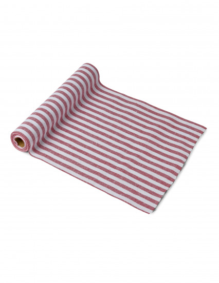 Katoenen tafelloper met rode en witte strepen 28 cm x 5 m Katoenen tafelloper met rode en witte strepen 28 cm x 5 m