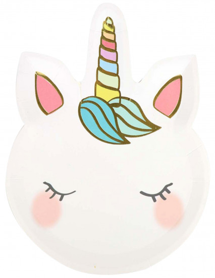 8 Kleine kartonnen bordjes schattige witte eenhoorn 18 cm 8 Kleine kartonnen bordjes schattige witte eenhoorn 18 cm