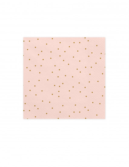 20 Lichtroze papieren servetten met goudkleurige stippen 33 x 33 cm 20 Lichtroze papieren servetten met goudkleurige stippen 33 x 33 cm
