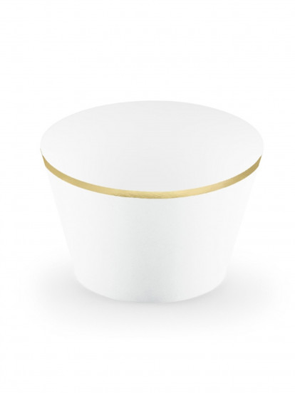 6 Papieren cupcakevormpjes wit en goud 4.8 x 7.6 x 4.6 cm 6 Papieren cupcakevormpjes wit en goud 4.8 x 7.6 x 4.6 cm