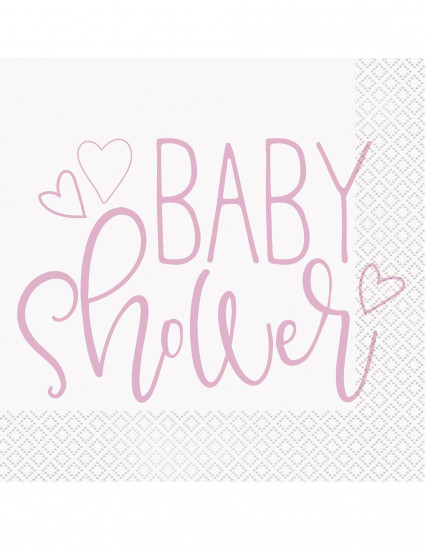 16 Papieren servetten babyshower roze en wit 33 x 33 cm 16 Papieren servetten babyshower roze en wit 33 x 33 cm