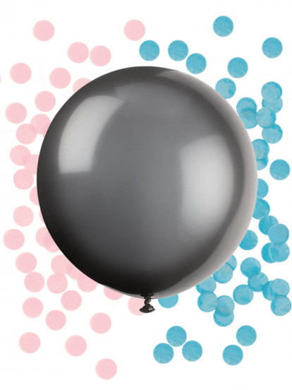 Grote zwarte latex ballon babyshower met confetti 60 cm Grote zwarte latex ballon babyshower met confetti 60 cm