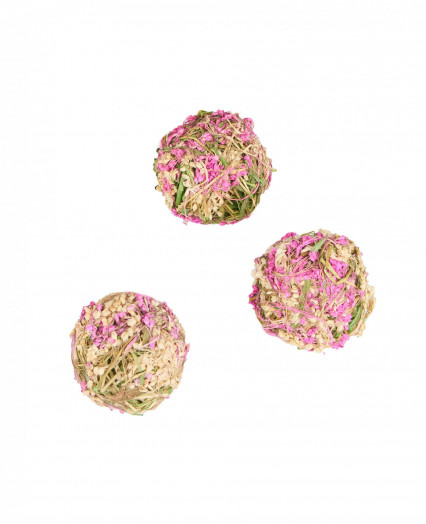4 Decoratieve ballen met natuurlijke bloemen wit en roze 5 cm 4 Decoratieve ballen met natuurlijke bloemen wit en roze 5 cm