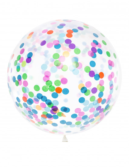 Transparante latex reuzenballon met meerkleurige confetti 1 m Transparante latex reuzenballon met meerkleurige confetti 1 m