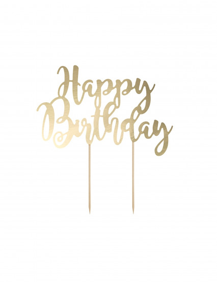 Kartonnen taarttopper happy birthday goud metallic 22;5 cm Kartonnen taarttopper happy birthday goud metallic 22;5 cm