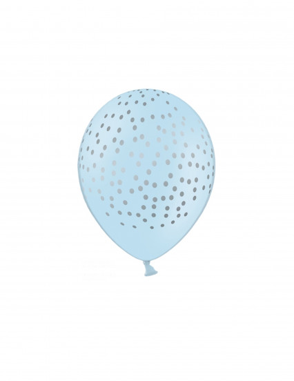 6 Latex ballonnen hemelsblauw met zilverkleurige stippen 30 cm 6 Latex ballonnen hemelsblauw met zilverkleurige stippen 30 cm