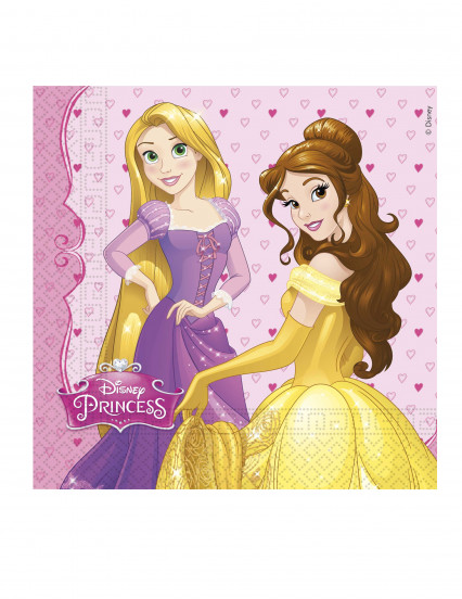 20 Papieren servetten Disney™ Princessen hartjes 33 x 33 cm 20 Papieren servetten Disney™ Princessen hartjes 33 x 33 cm
