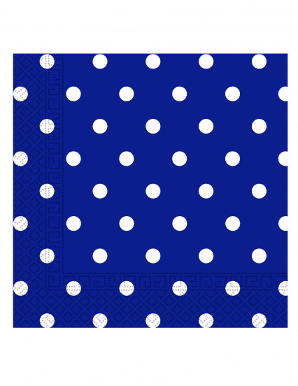 20 Koningsblauwe papieren servetten met stippen 33 x 33 cm 20 Koningsblauwe papieren servetten met stippen 33 x 33 cm